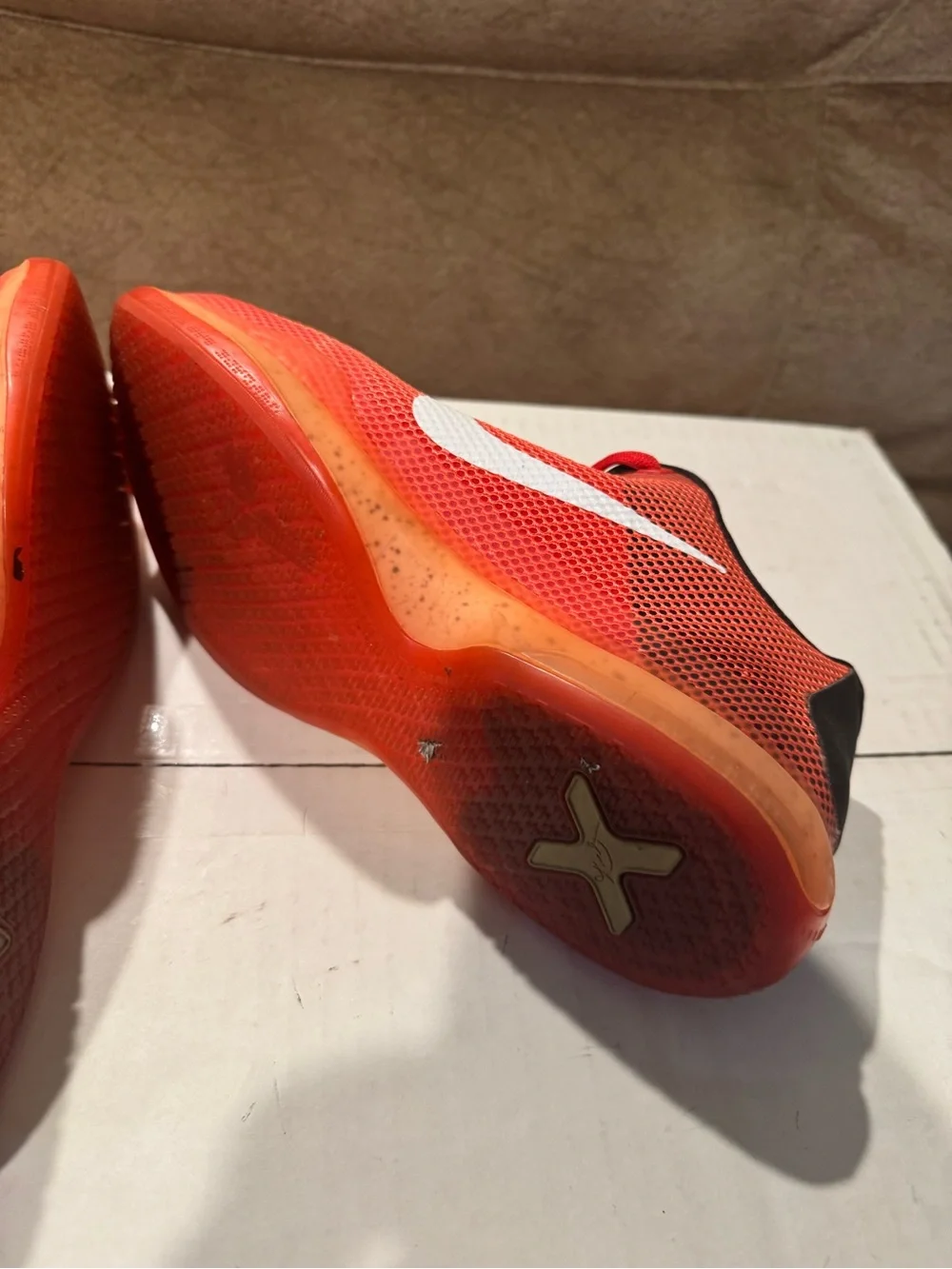 Kids Nike Kobe Bryant mamba Red Athletic Sneakers with White Swoosh